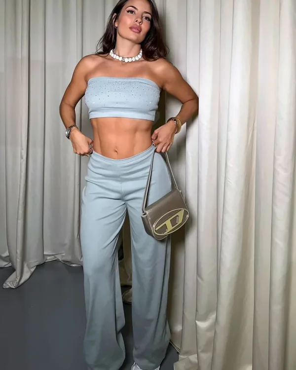 Foto de Conjunto denim top y pantalón