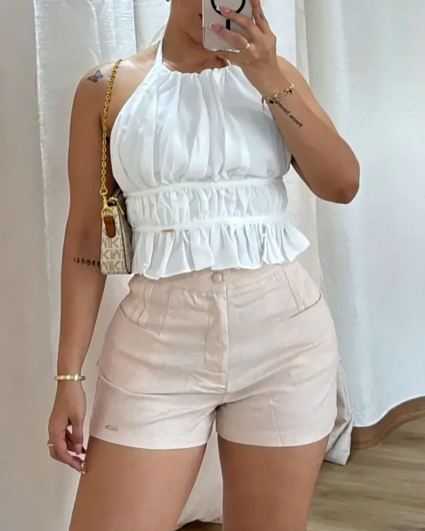 Foto de Top halter blanco con volantes